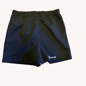 Vintage 90s High Waisted Black Athletic Booty Shorts Hawaii Embroidered Retro